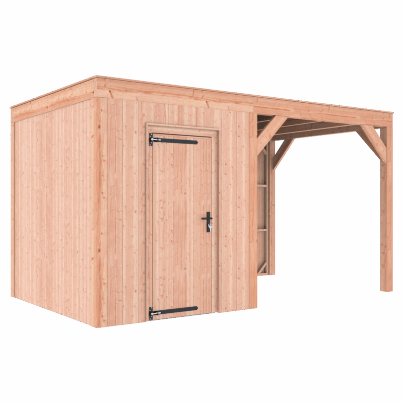 Tuinhuis met overkapping douglas 244,8 x 445,4 x 254,9 cm halfhouts rabat onbehandeld
