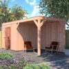 Tuinhuis met overkapping douglas 244,8 x 595,4 x 254,9 cm halfhouts rabat onbehandeld