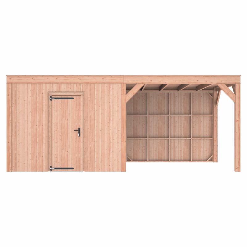 Tuinhuis met overkapping douglas 244,8 x 595,4 x 254,9 cm halfhouts rabat onbehandeld