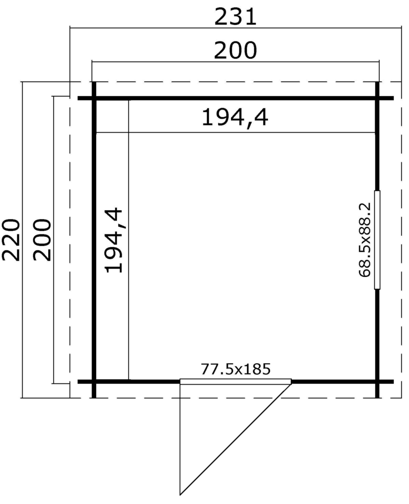 Blokhut Wels 200x200 Onbehandeld vuren