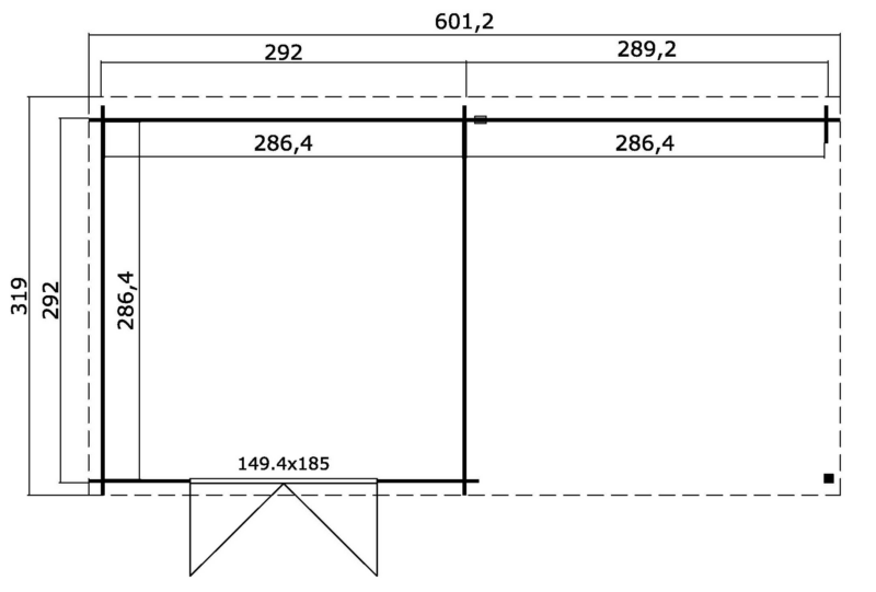 Blokhut met overkapping Orlando 581x292 Onbehandeld vuren