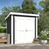 Blokhut Sara 200x200 Gespoten Carbon Grey-Wit
