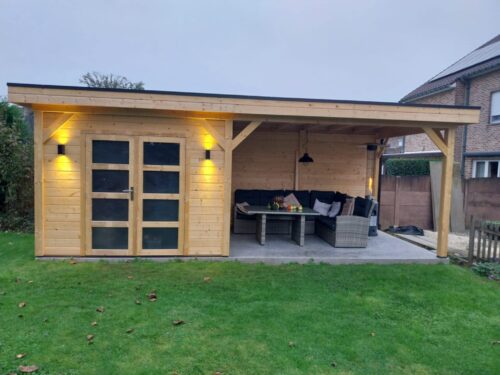 Vuren Topvision Bosuil, 300 x 300 en luifel 400 cm, onbehandeld.