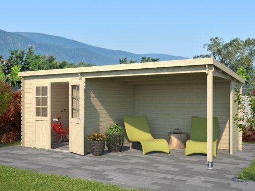 Blokhut met overkapping Sunniva 570x275 Onbehandeld vuren