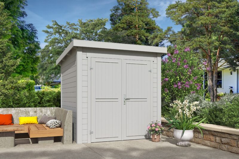 Blokhut Sara 200x200 Gespoten Platinum Grey