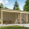 Blokhut met overkapping Julia 295x295 onbehandeld vuren