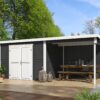 Blokhut met overkapping Kjeld 550x250 Carbon Grey-Wit