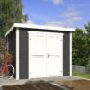 Blokhut Mila 250x200 Gespoten Carbon Grey-Wit