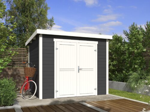 Blokhut Mila 250x200 Gespoten Carbon Grey-Wit