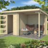 Blokhut met overkapping Jelle 370x175 Onbehandeld vuren