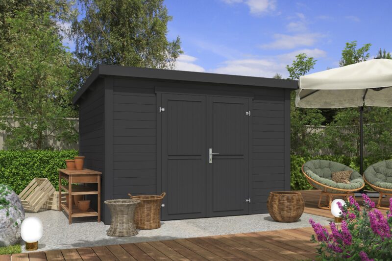 Blokhut Lotta 300x250 Gespoten Carbon Grey