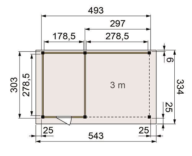 Vuren Topvision Kiekendief, 200 x 300 en luifel 300 cm, onbehandeld.