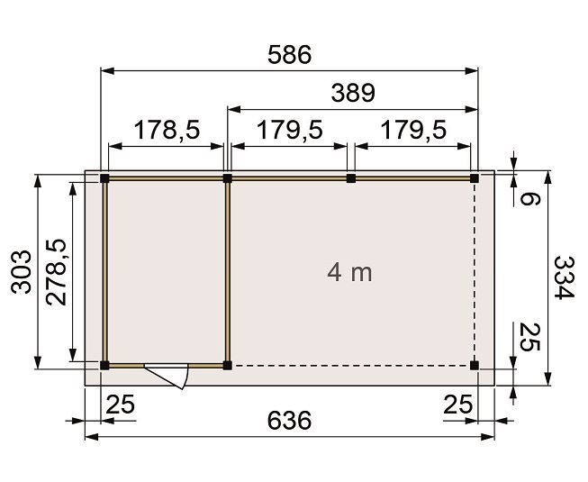 Vuren Topvision Kiekendief, 200 x 300 en luifel 400 cm, onbehandeld.