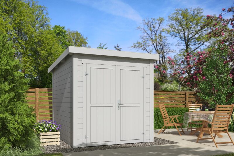 Blokhut Sara 200x250 Gespoten Platinum Grey