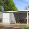 Blokhut met overkapping Kjeld 550x250 Platinum Grey-Wit