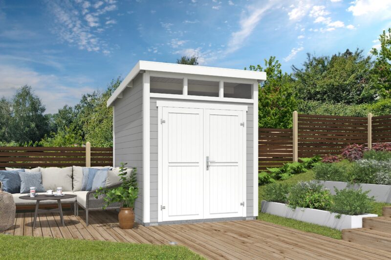 Blokhut Kibo 2 200x250 Gespoten Platinum Grey-Wit