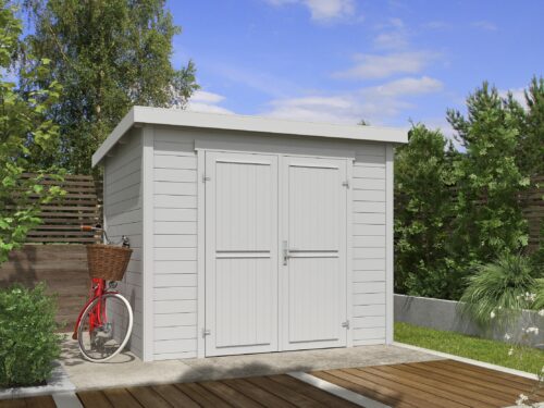 Blokhut Mila 250x200 Gespoten Platinum Grey