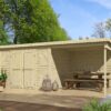 Blokhut met overkapping Kjeld 550x250 onbehandeld vuren
