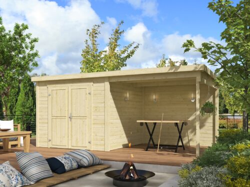 Blokhut met overkapping Lars 500x250 onbehandeld vuren