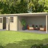 Blokhut met overkapping Aida 760x275 Onbehandeld vuren