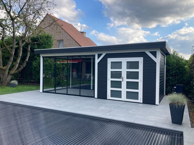 Vuren Topvision Bosuil, 300 x 300 en luifel 400 cm, onbehandeld.