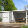 Blokhut met overkapping Lars 500x250 Platinum Grey-Wit