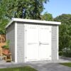 Blokhut Mila 250x250 Gespoten Platinum Grey-Wit