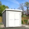 Blokhut Sara 200x250 Gespoten Platinum Grey-Wit