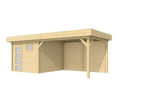 Vuren Topvision Tapuit, 300 x 300 en luifel 400 cm, kleurloos geïmpregneerd.