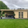 Vuren Topvision Parelhoen, 400 x 300 en luifel 400 cm, kleurloos geïmpregneerd.