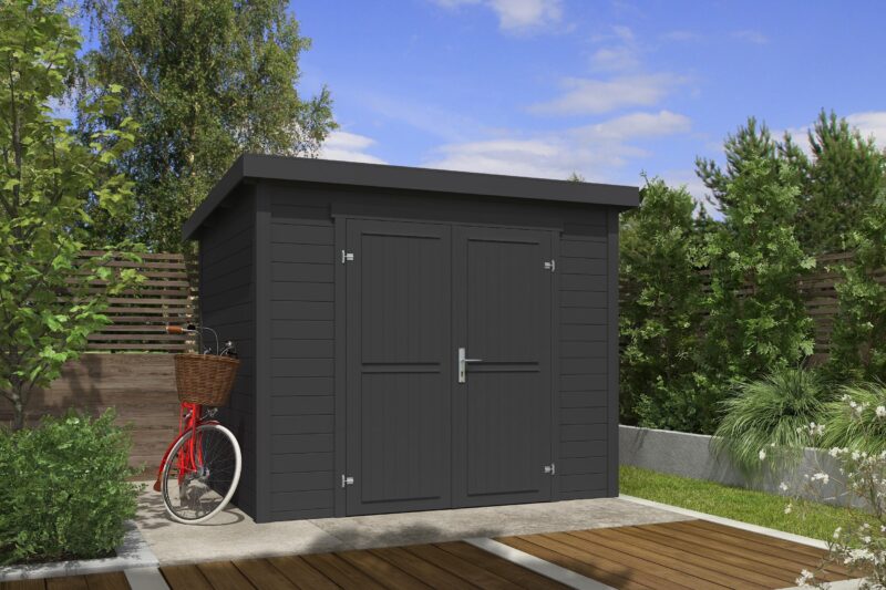 Blokhut Mila 250x200 Gespoten Carbon Grey