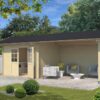Blokhut met overkapping Maribel 680x300 onbehandeld Vuren