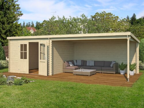 Blokhut met overkapping St. Louis 681x292 Onbehandeld vuren