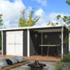 Blokhut met overkapping Lars 500x250 Carbon Grey-Wit