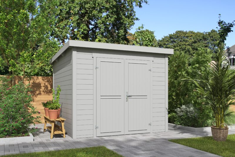Blokhut Mila 250x250 Gespoten Platinum Grey