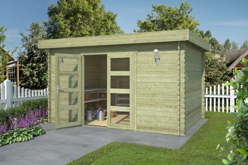 Blokhut Mikkel 380x275 Geïmpregneerd olijfgroen