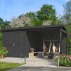 Blokhut met overkapping Finn 450x250 Carbon Grey