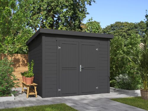 Blokhut Mila 250x250 Gespoten Carbon Grey