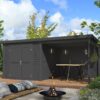 Blokhut met overkapping Lars 500x250 Carbon Grey