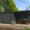 Blokhut met overkapping Kjeld 550x250 Carbon Grey