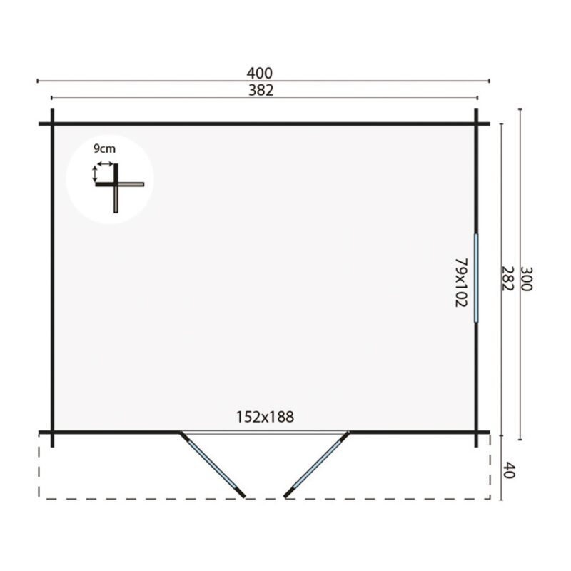Blokhut - Tuinhuis Dyre | 40 mm | vuren onbehandeld