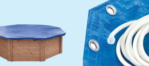 Luxe houten zwembad winterafdekhoes Mambo Beach 355 x 307 x 116 cm