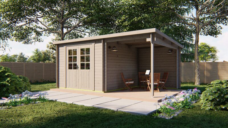 Dora grijs Blokhut - Tuinhuis Dora | 28 mm | vuren onbehandeld