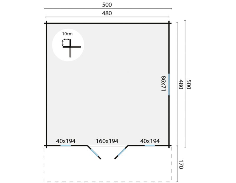 Blokhut - Tuinhuis Emiel | 44 mm | vuren onbehandeld