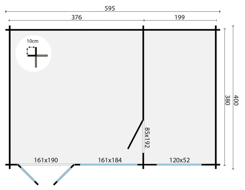 Goedkooptuinhuis Flow grondplan Blokhut - Tuinhuis Flow 2.0 | 40 mm | vuren onbehandeld