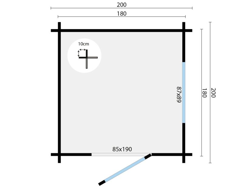 Goedkooptuinhuis Frankie grondplan Blokhut - Tuinhuis Frankie | 40 mm | onbehandeld