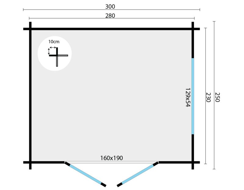 Goedkooptuinhuis Gadsby grondplan Blokhut - Tuinhuis Gadsby | 40 mm | onbehandeld