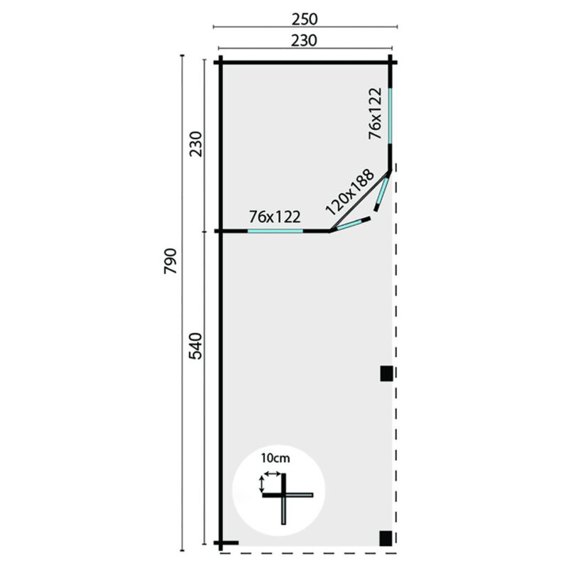 Blokhut - Tuinhuis Gretel | 44 mm | vuren onbehandeld