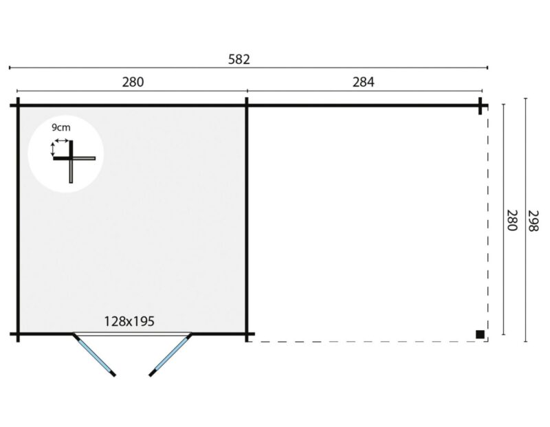 Goedkooptuinhuis Hasse 1 Blokhut - Tuinhuis Hasse | 28 mm | vuren onbehandeld
