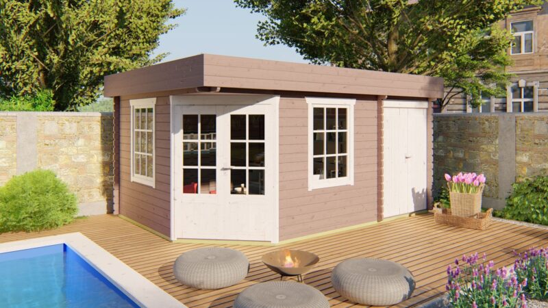 Goedkooptuinhuis Helge 1 Blokhut - Tuinhuis Helge | 44 mm | vuren onbehandeld